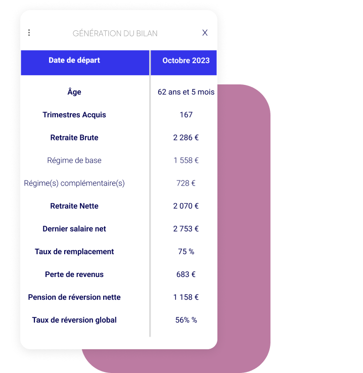 Carnet de Retraite - le Bilan Retraite - détails des revenus obligatoires